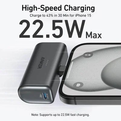 Anker Nano Power Bank (22.5W, Built-In USB-C Connector) 5000mAh - Black